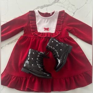 Rachel shoes and red toddler dresss